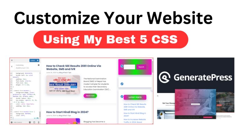 GeneratePress Theme Customization using My Best 5 CSS